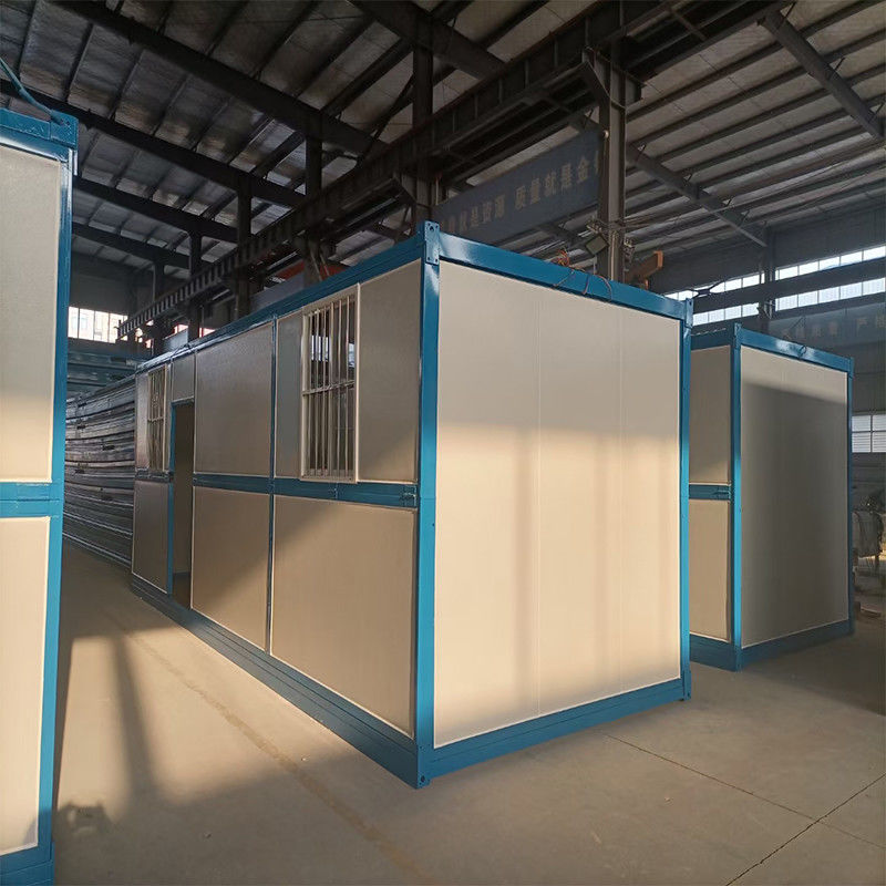 Situs Konstruksi Portabel Baja Galvanis OEM Gudang Kantor Dengan Perbatasan Kamar Mandi Canblue
