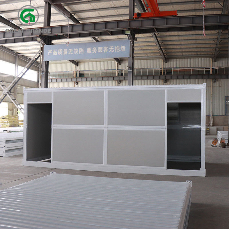 Perumahan Sementara Berkemah Rumah Kontainer Lipat Prefab Satu Sisi Dinding Pintu Ganda