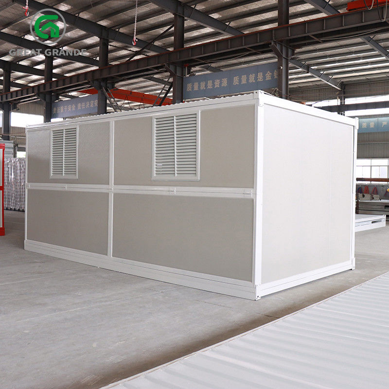 Perumahan Sementara Berkemah Rumah Kontainer Lipat Prefab Satu Sisi Dinding Pintu Ganda