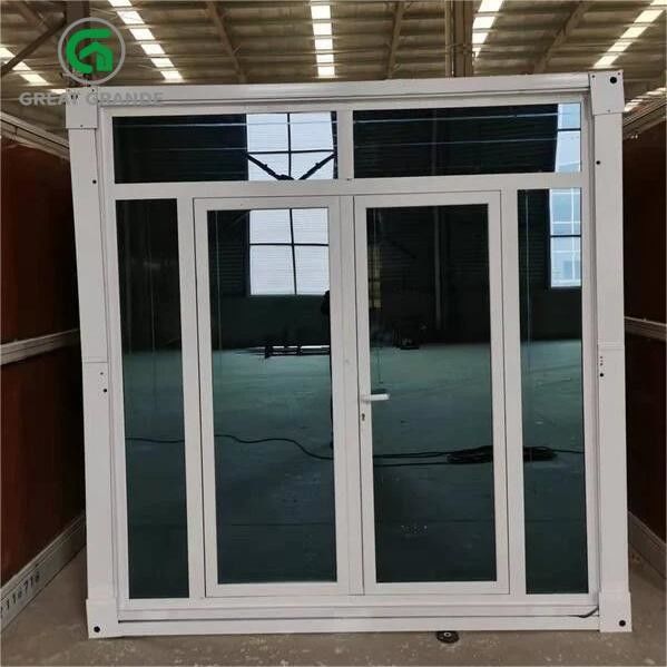 Rumah Kontainer Lipat Prefab Customized Pintu Kaca Baja Dinding Biru Tersedia Untuk Sewa