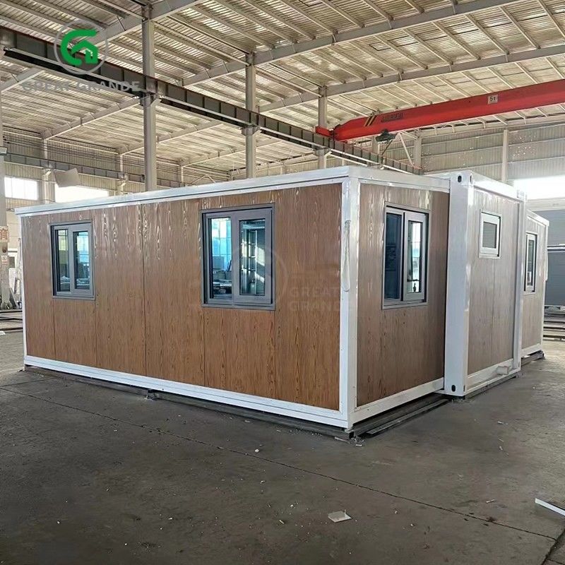 20ft Lipat Rumah Kecil Produsen Pintu Kaca Brown sepuluh menit membangun rangka baja galvanis