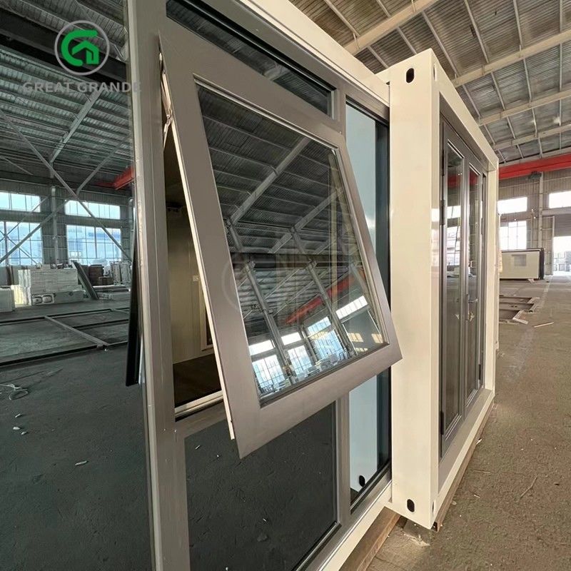 20ft Lipat Rumah Kecil Produsen Pintu Kaca Brown sepuluh menit membangun rangka baja galvanis