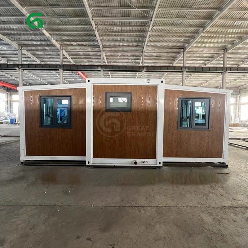 20ft Lipat Rumah Kecil Produsen Pintu Kaca Brown sepuluh menit membangun rangka baja galvanis