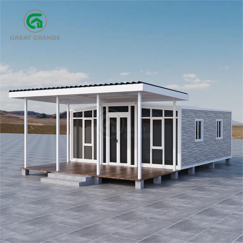 Rumah Prefab yang dapat diperluas dengan desain yang elegan dengan keuntungan utama dan eksterior yang dipersonalisasi