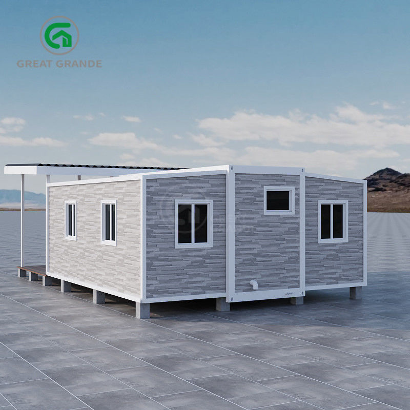 Rumah Prefab yang dapat diperluas dengan desain yang elegan dengan keuntungan utama dan eksterior yang dipersonalisasi