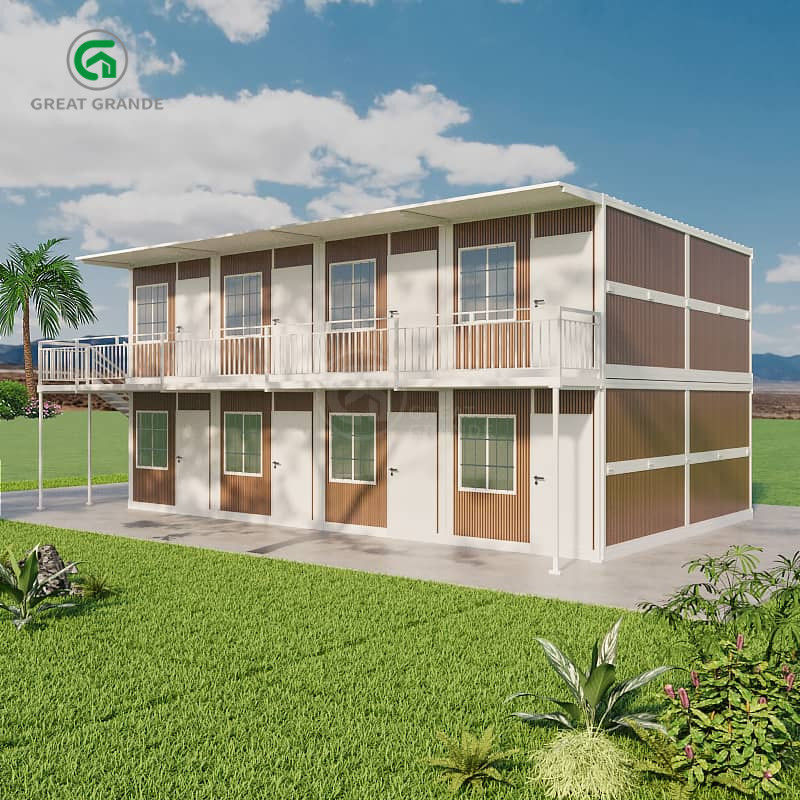 Desain atap miring Pengemasan Kontainer Rumah Baja Tiris Penghubung Sudut Potongan Piring Baja Kehidupan layanan Lebih dari 15 tahun